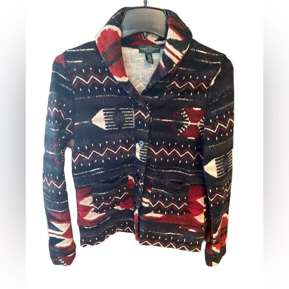 Lauren Jean Co. Sz PS Western Rodeo Bolo Flannel Collar Button Jacket - Picture 2 of 7